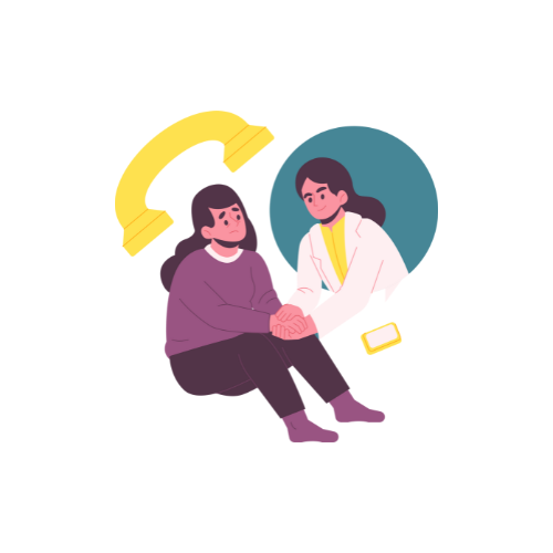 Illustration of a counselor reaching out to someone who needs help
